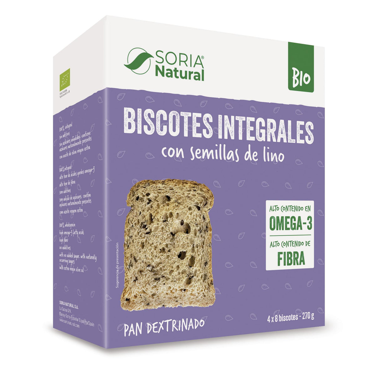 Biscotes Integrales con Semillas de Lino Bio · Soria Natural · 270 gramos - 3