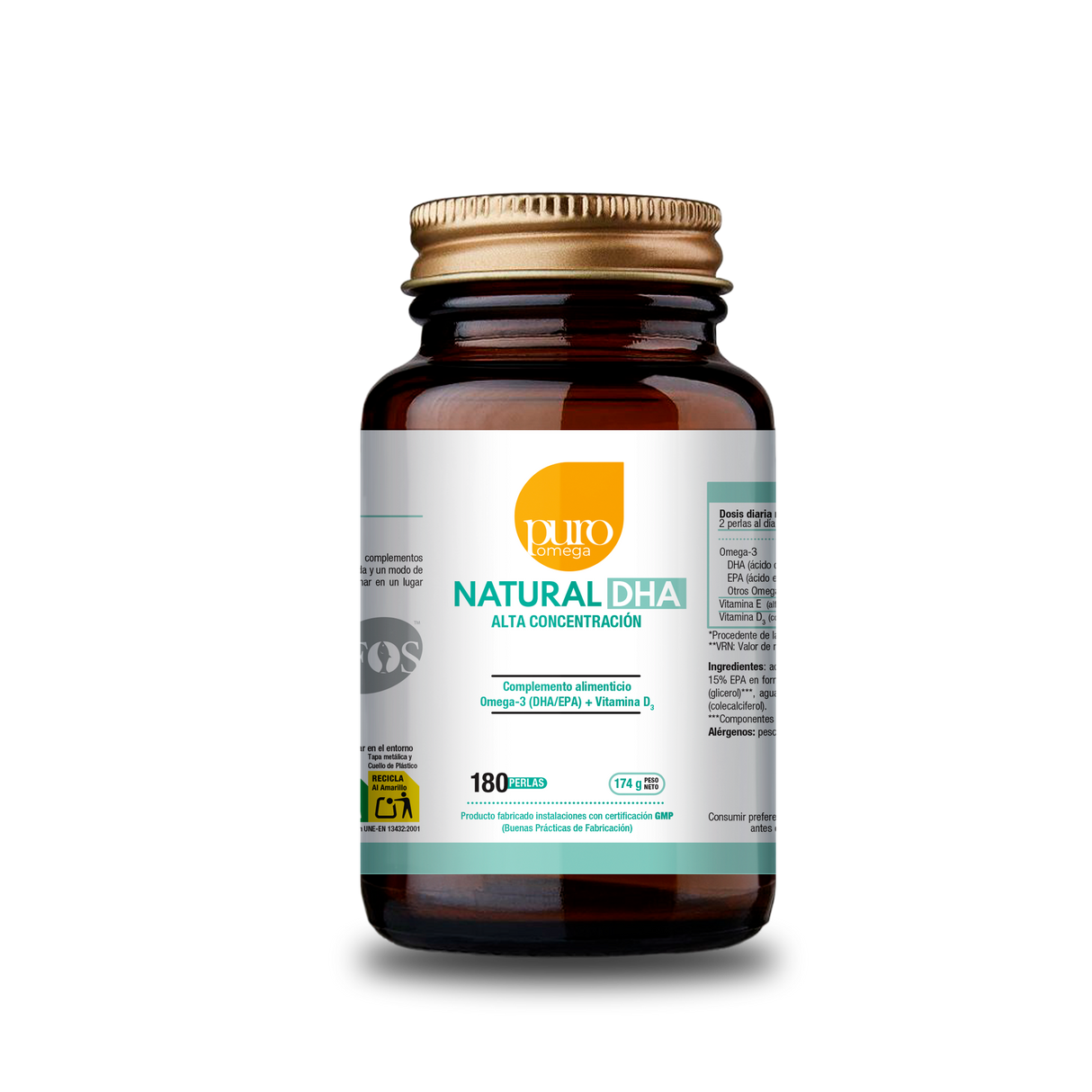 Natural DHA - Alta Concentración · Puro Omega · 180 Perlas