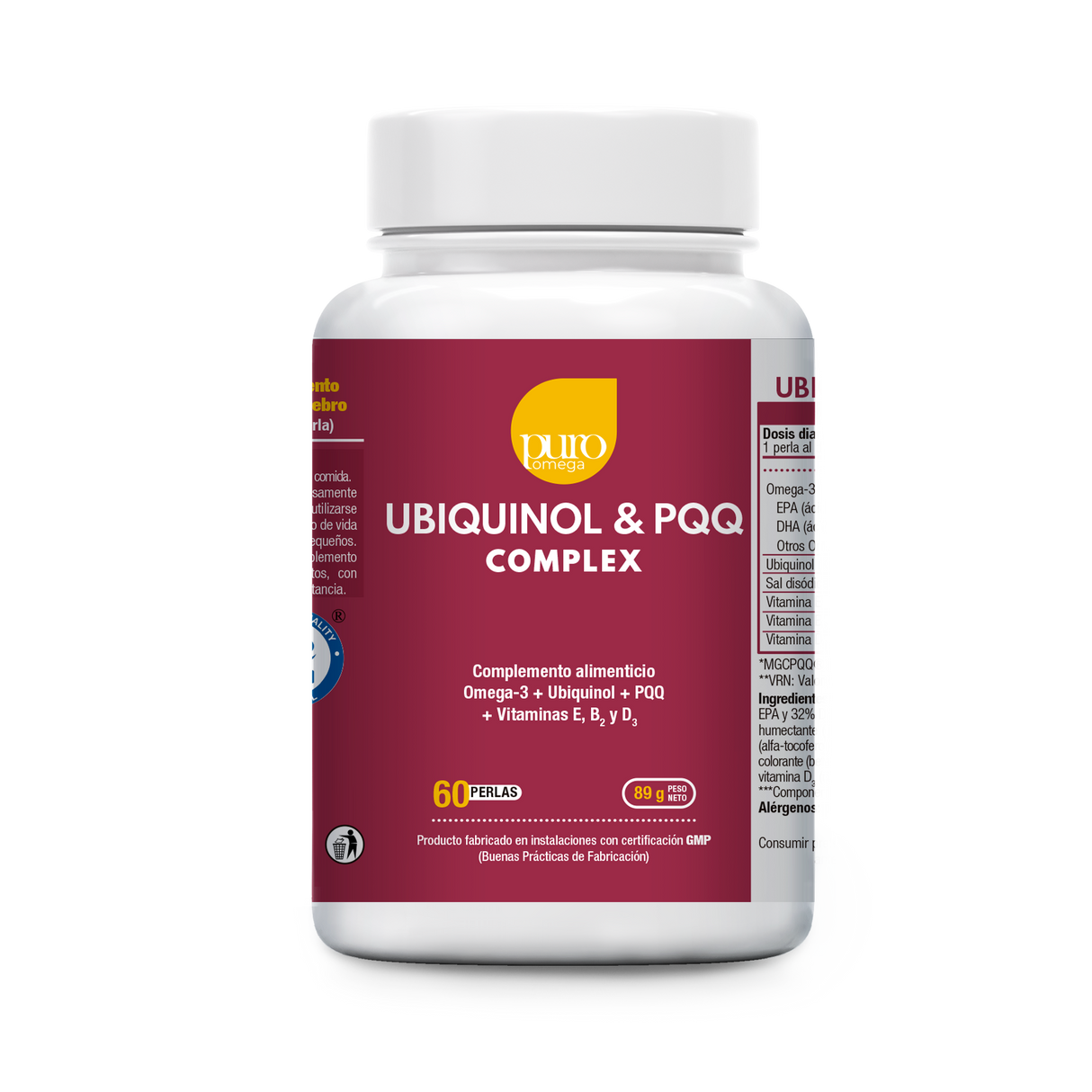 Ubiquinol & PQQ Complex · Puro Omega · 60 perlas