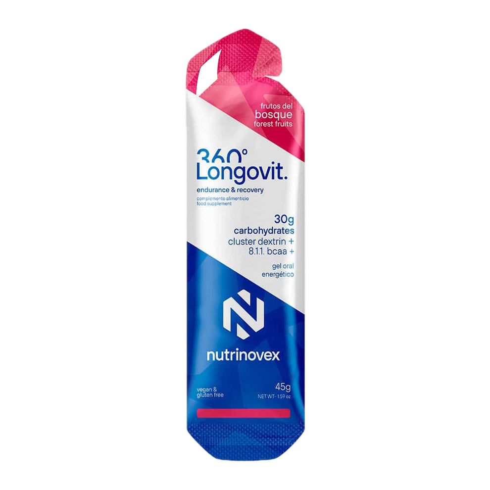 Longovit 360 Gel: Sabor Frutos del Bosque · Nutrinovex · 45 gramos
