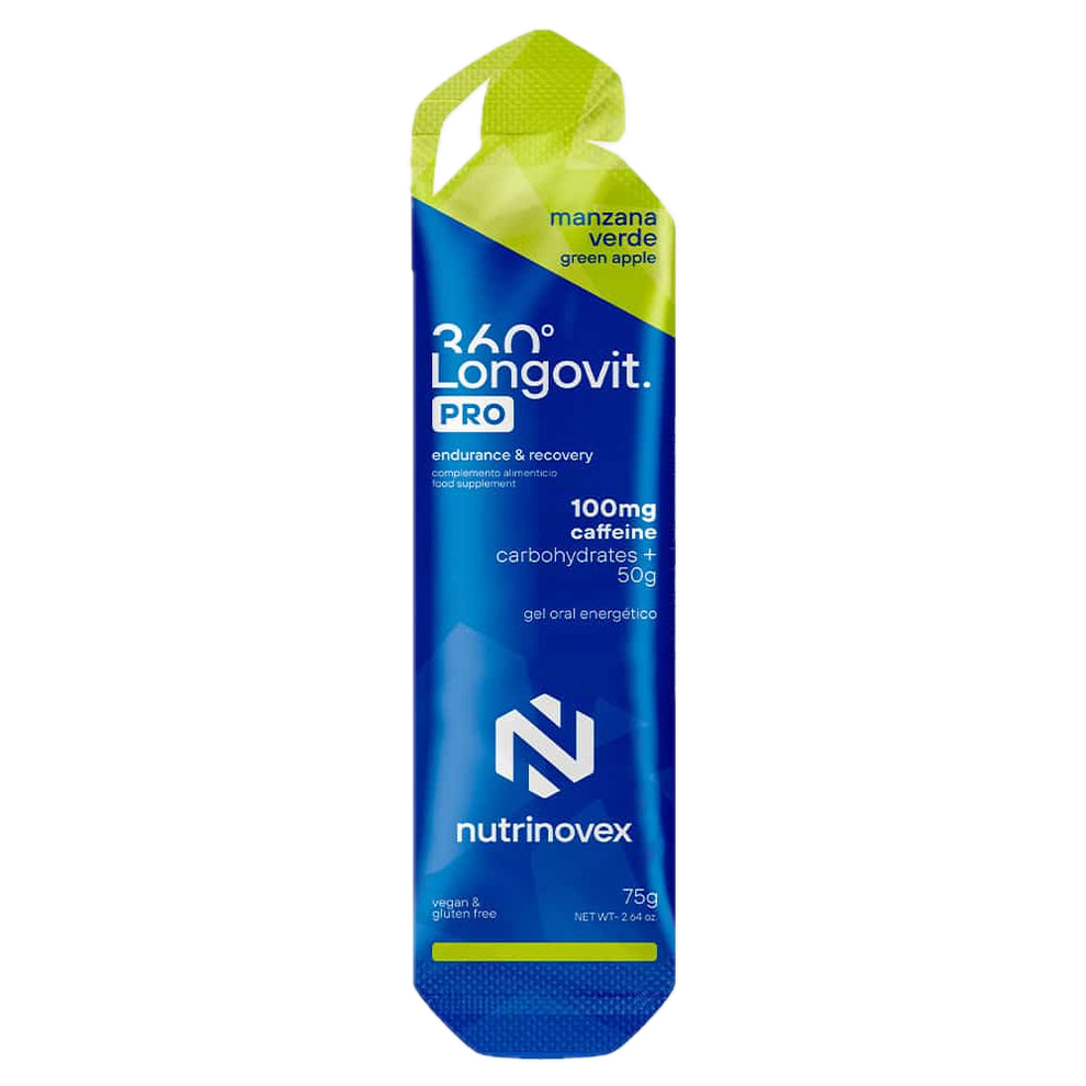 Longovit 360 Gel PRO + Cafeína: Sabor Manzana Verde · Nutrinovex · 75 gramos