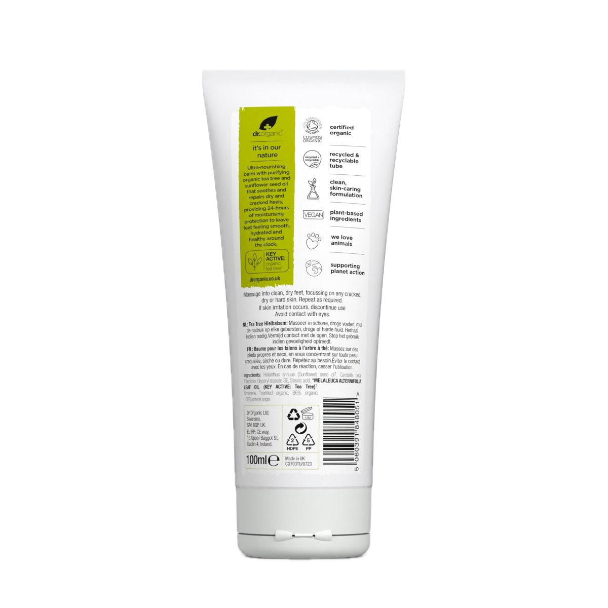 Bálsamo para Talones Agrietados de Árbol de Té · Dr Organic · 100 ml