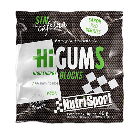 HiGums Blocks Red Berries · Nutrisport · 40 gramos