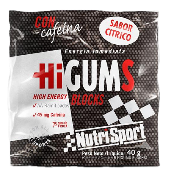 HiGums Blocks Cítrico con Cafeína · Nutrisport · 40 gramos