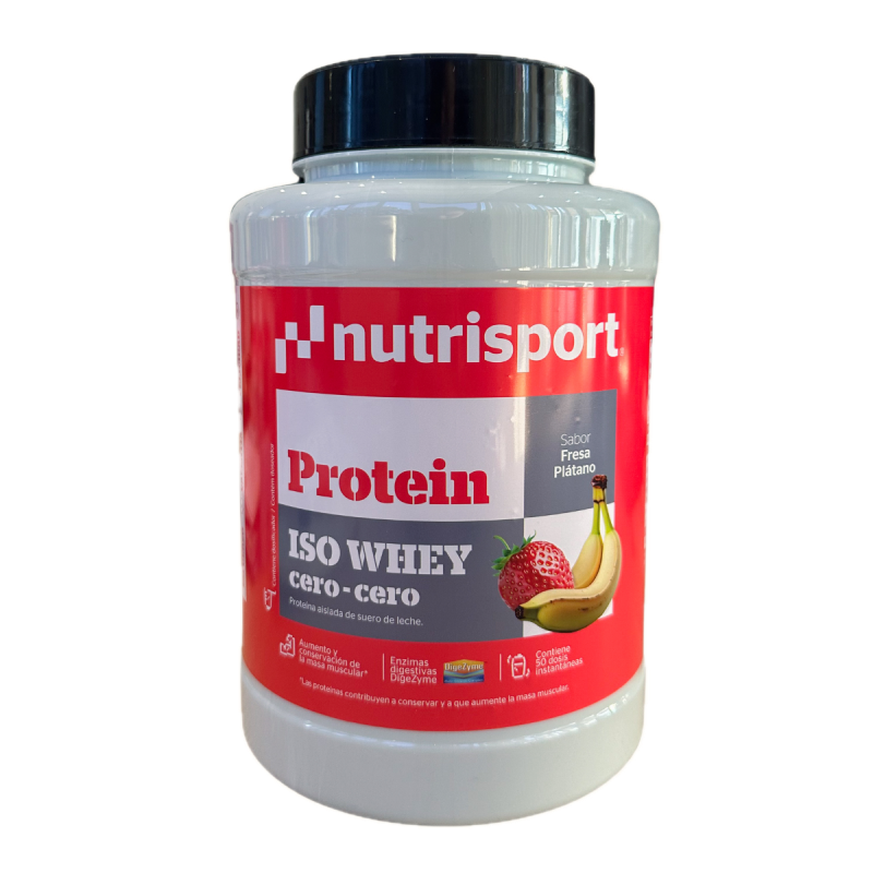 Iso Whey Cero-Cero Fresa y Plátano · Nutrisport · 900 gramos