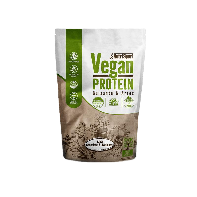 Vegan Protein Chocolate y Avellana · Nutrisport · 468 gramos