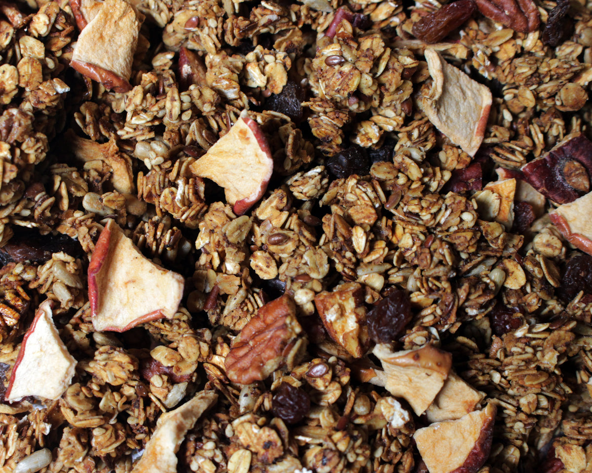 Granola de Manzana, Nueces Pecanas y Pasas con Canela · Sierra Eco Foods