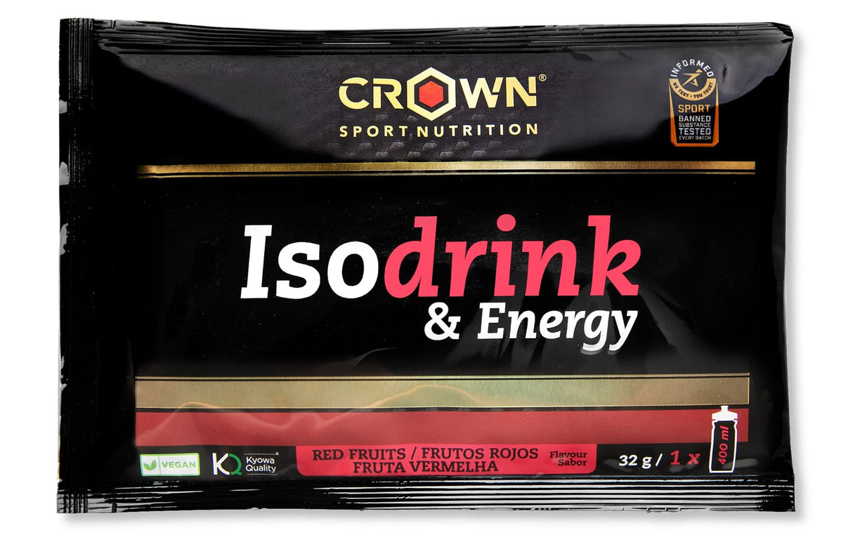 Isodrink & Energy: Sabor Frutos Rojos · Crown Sport Nutrition · 32 gramos