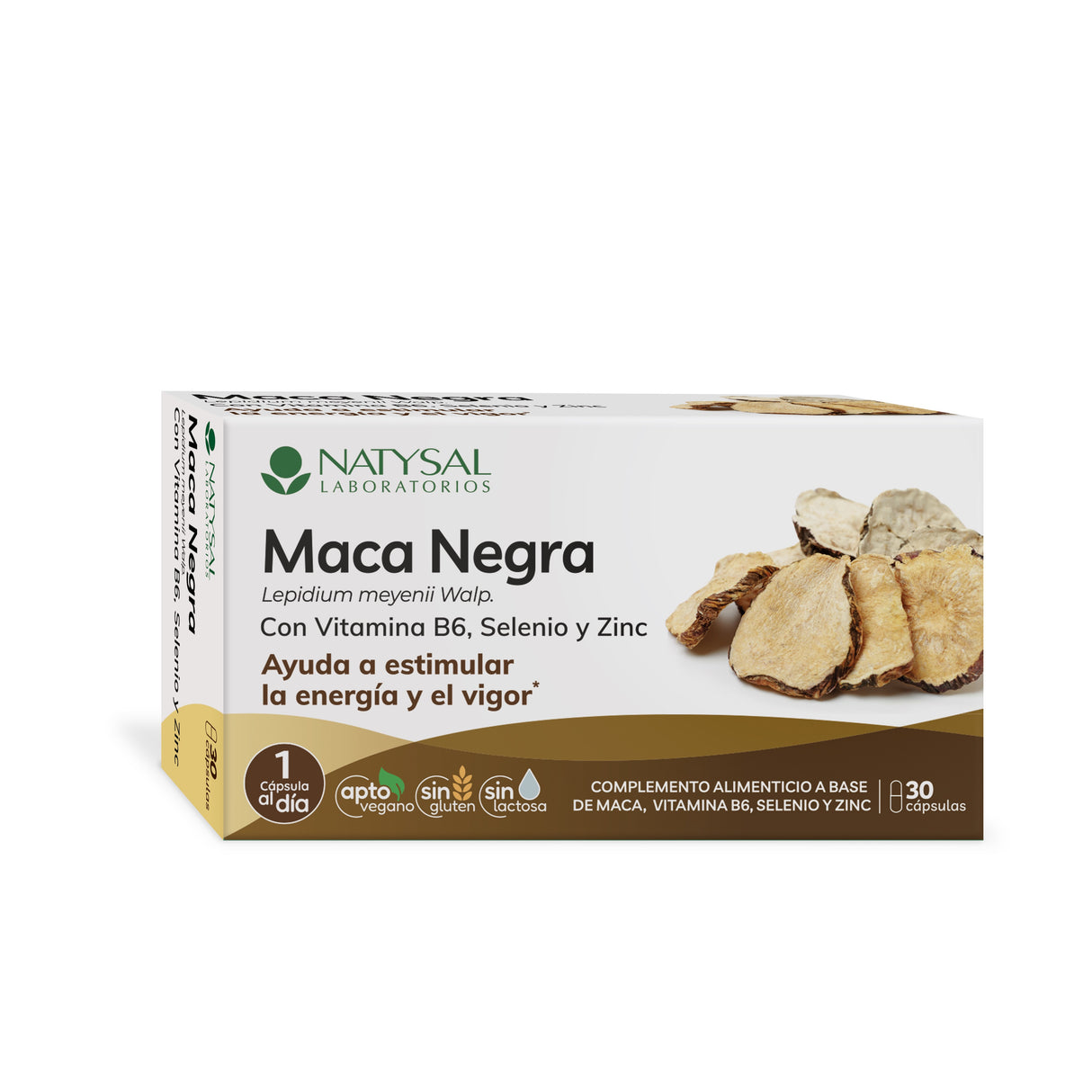 Maca Negra con Vitamina B6, Selenio y Zinc · Natysal · 30 cápsulas