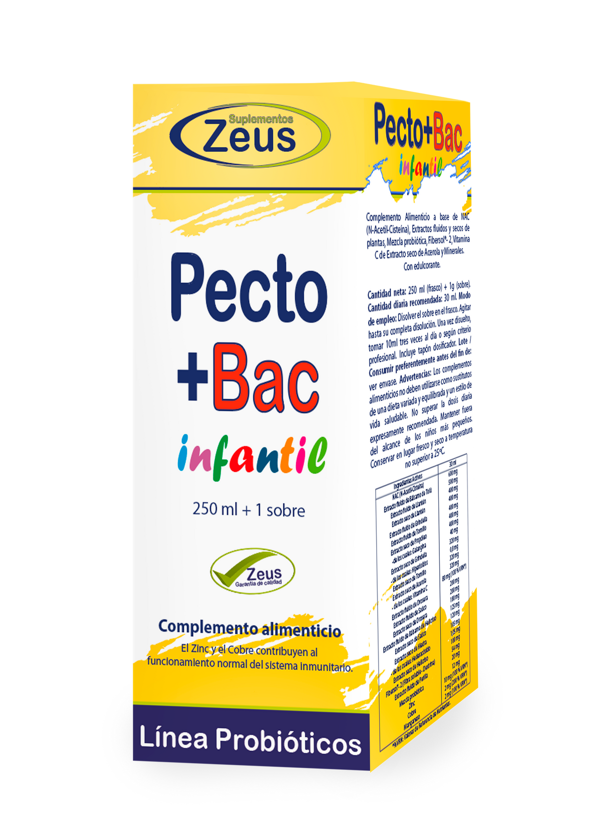 Pecto + Bac Infantil · Suplementos Zeus · 250 ml + 1 sobre