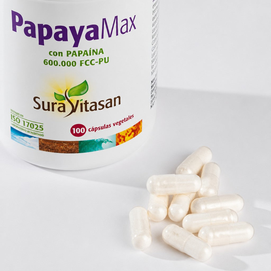 Papaya Max · Sura Vitasan — detalle cápsulas