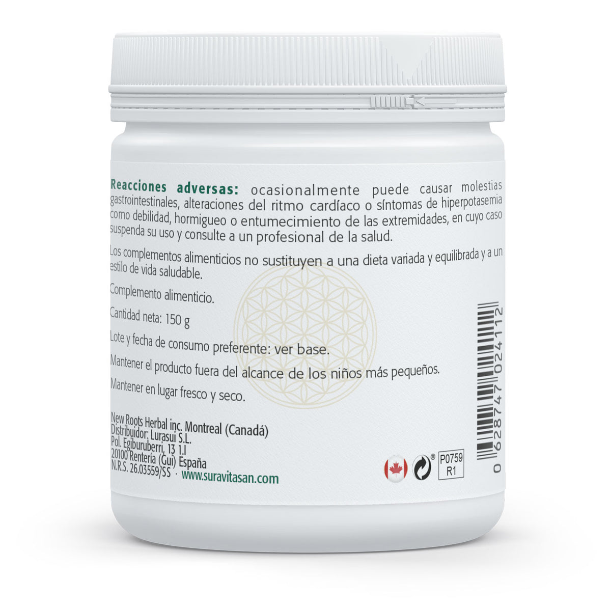 Pectina Cítrica Modificada · Sura Vitasan — información nutricional