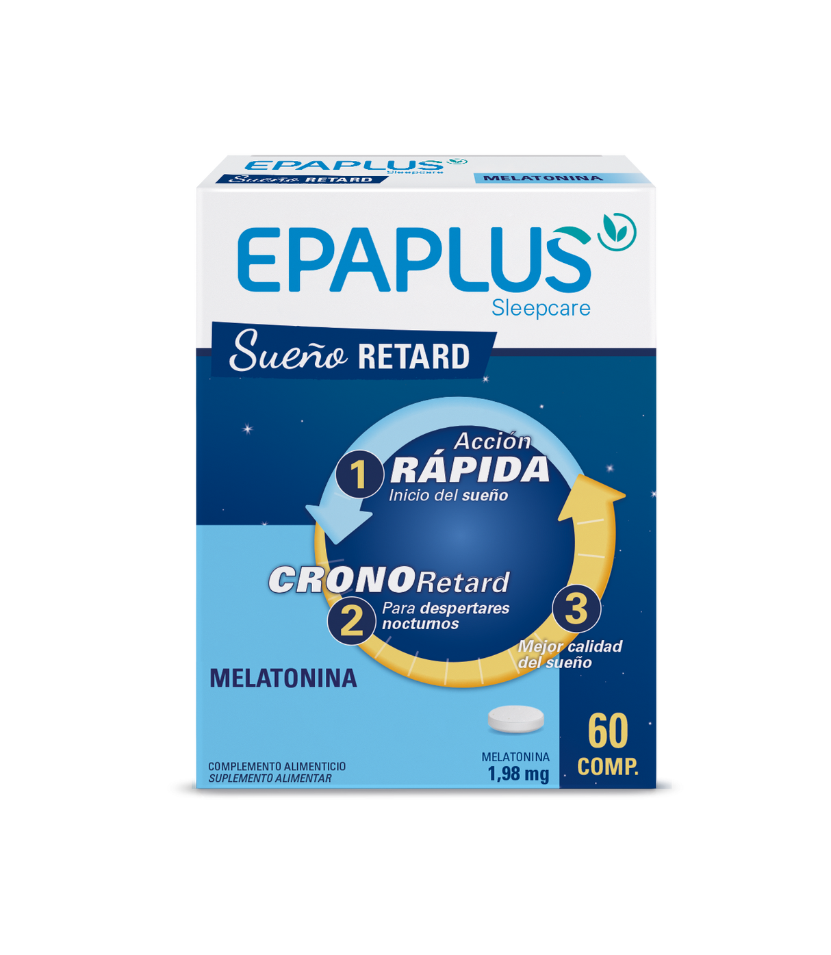 Sleepcare Melatonina Pura Retard · Epaplus · 60 comprimidos