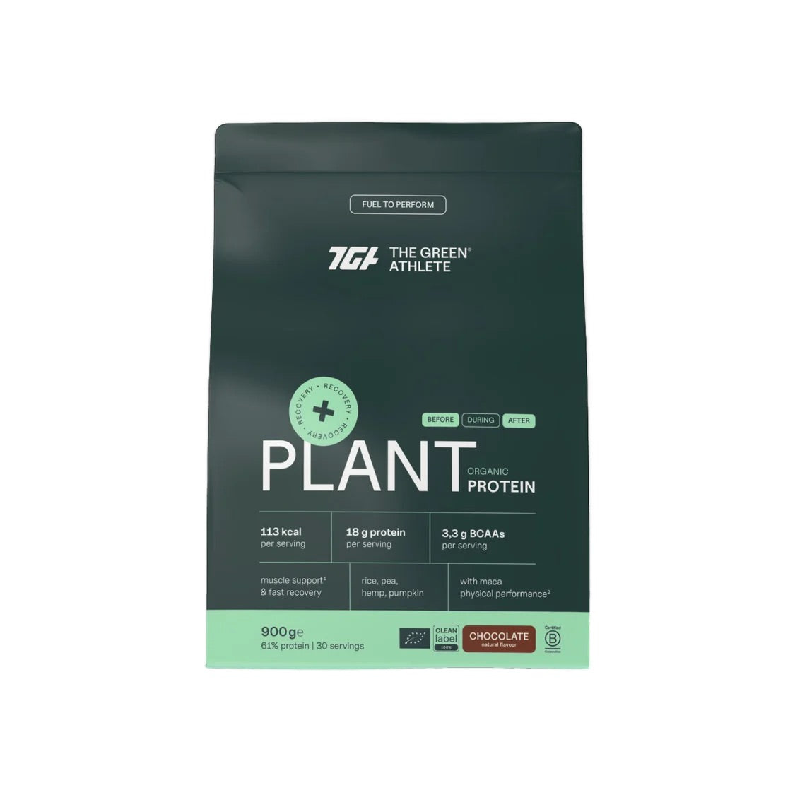 Plant Protein bio Natural Chocolate Flavour · The Green Athlete · 900 g