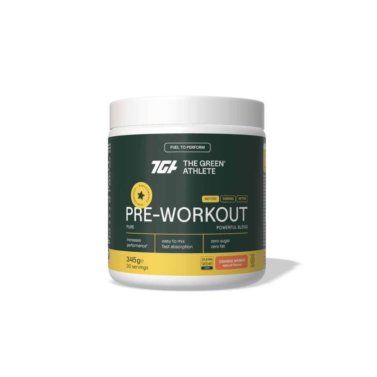 Pre-workout Natural Orange-Mango Flavour · The Green Athlete · 345 g