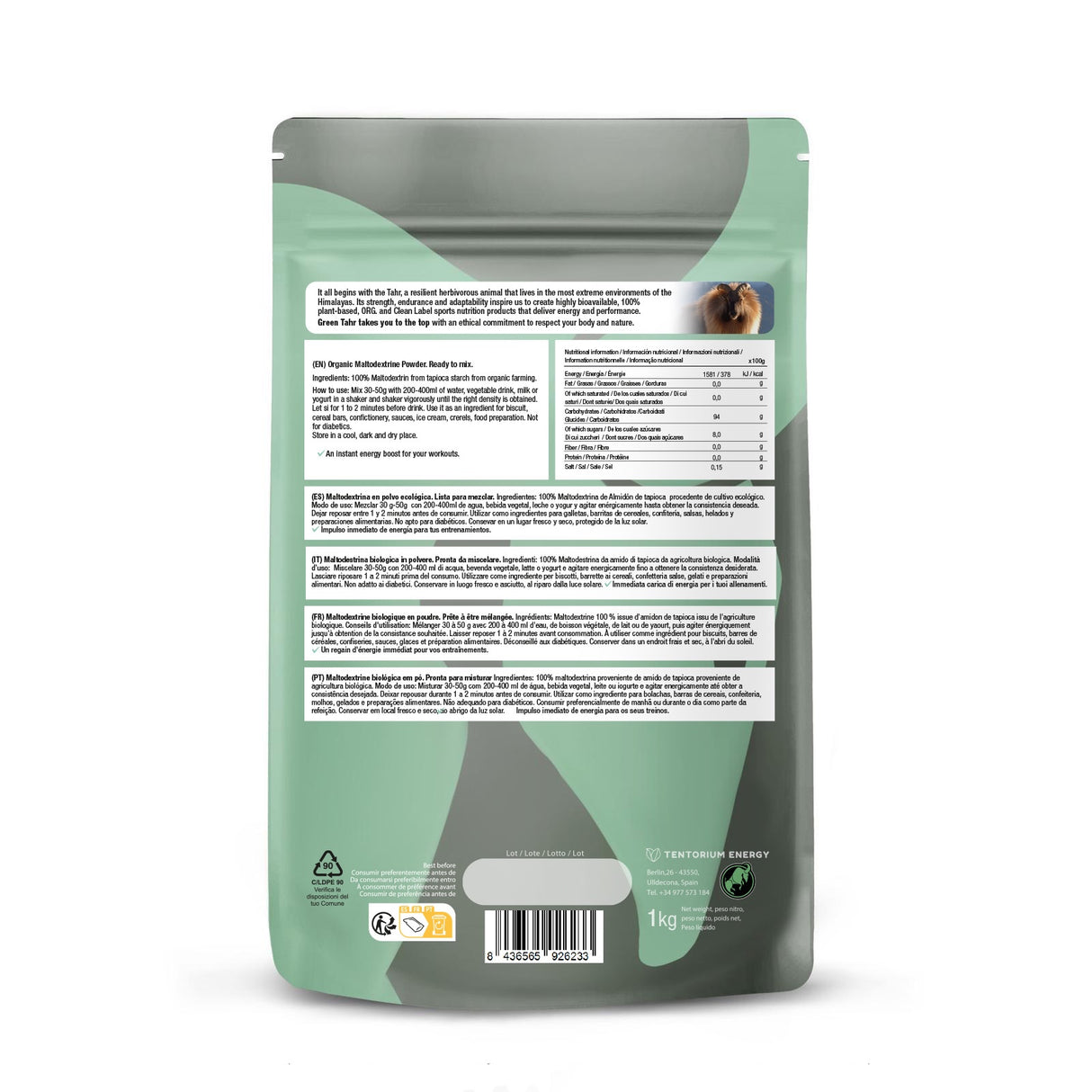 Maltodextrina de Tapioca Eco · Green Tahr · 1 kg