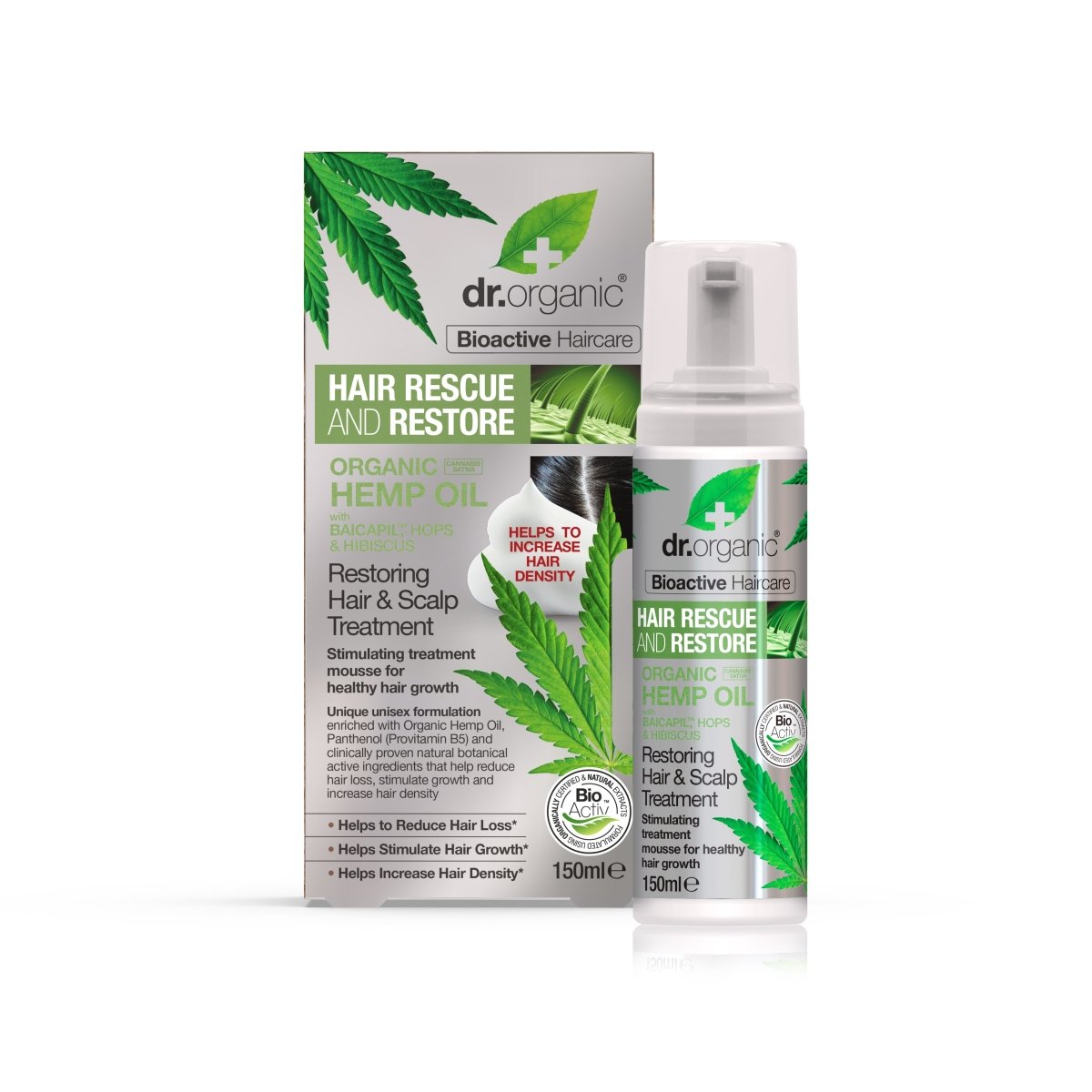 Espuma de Tratamiento Anticaída de Cáñamo · Dr Organic · 150 ml