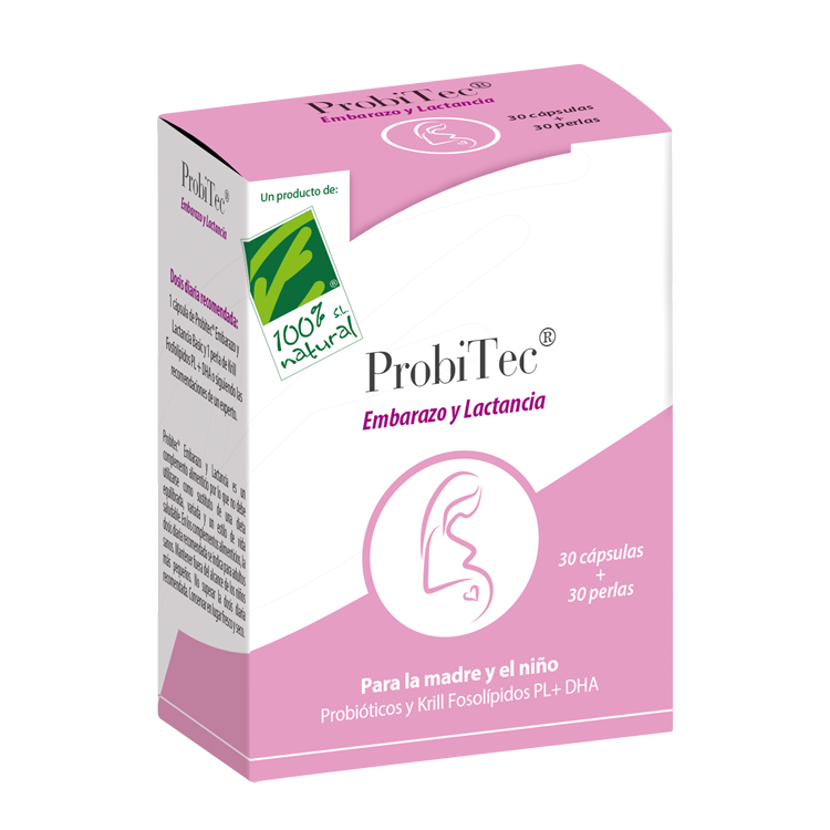 ProbiTec Embarazo y Lactancia · 100% Natural · 30 cápsulas + 30 perlas