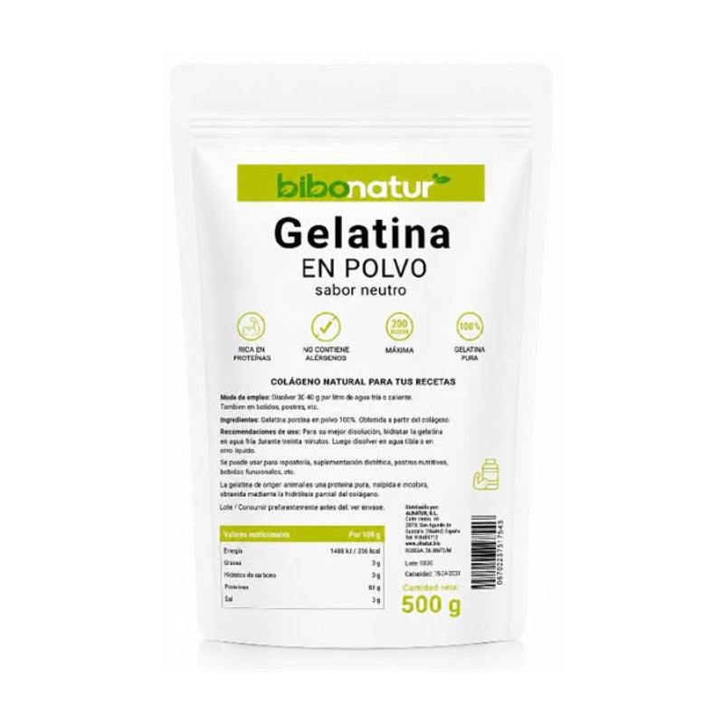 Gelatina en Polvo · Bibonatur · 500 gramos