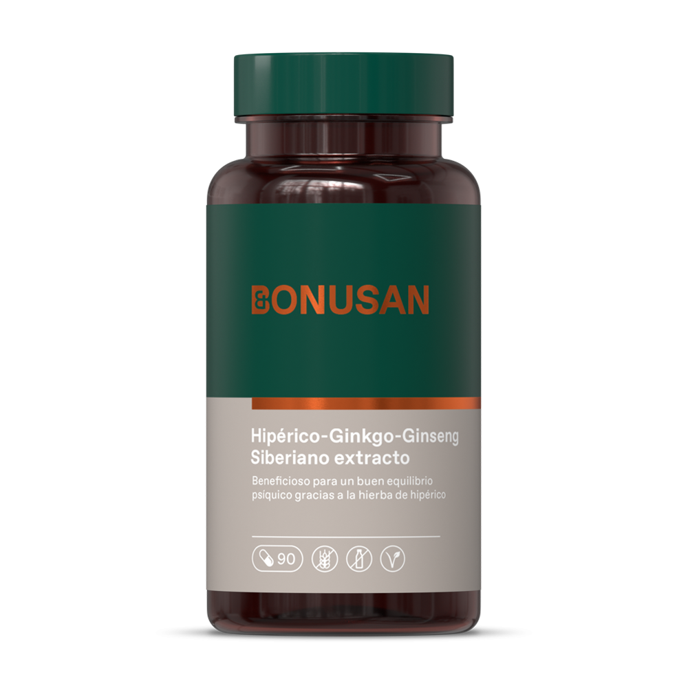 Hipérico-Ginkgo-Ginseng · Bonusan · 90 cápsulas