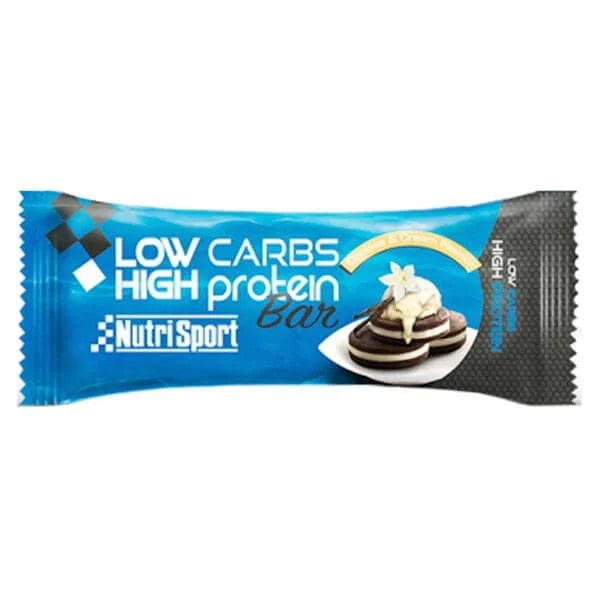 Low Carbs High Protein Bar Cookies & Cream · Nutrisport · 60 gramos