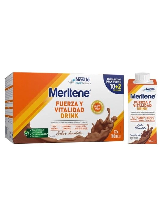 Pack Ahorro Meritene Fuerza y Vitalidad Drink Chocolate · Nestle · 10+2 GRATIS