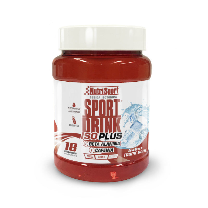 Sport Drink Iso Plus + Cafeína Tropic Blue · Nutrisport · 900 gramos