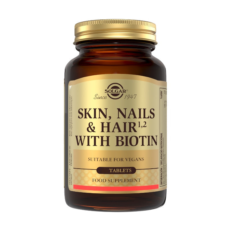 Pelo, Piel y Uñas con Biotina · Solgar · 120 comprimidos