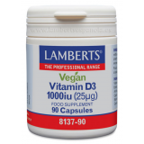 Vitamina D3 1.000 UI Vegana · Lamberts · 90 cápsulas