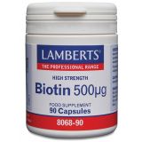 Biotina 500 mcg · Lamberts · 90 cápsulas
