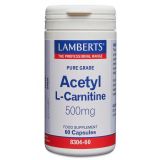 L-Acetil Carnitina 500 mg · Lamberts · 60 cápsulas