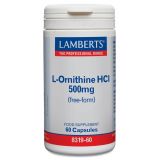 L-Ornitina 500 mg · Lamberts · 60 cápsulas