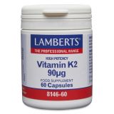 Vitamina K2 90 mcg · Lamberts · 60 cápsulas