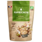 Muesli Crunchy de 6 Frutas · Favrichon · 375 gramos