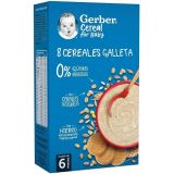 Gerber Papilla para Bebés 8 Cereales con Galleta · Nestlé · 500 gramos