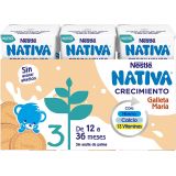 Nativa 3 Leche Líquida de Crecimiento con Galletas Maria · Nestlé · 3x180 ml