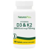 Vitamina D3 & Vitamina K2 · Nature's Plus · 90 comprimidos