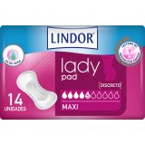 Compresas Lady Pad Maxi · Lindor · 14 unidades