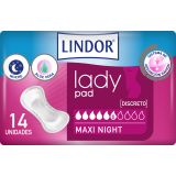 Compresas Lady Pad Maxi Night · Lindor · 14 unidades