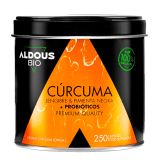 Cúrcuma, Jengibre, Pimienta Negra + Probióticos · Aldous Bio · 250 cápsulas vegetales