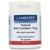 Beta Caroteno Natural 15 mg · Lamberts · 90 cápsulas