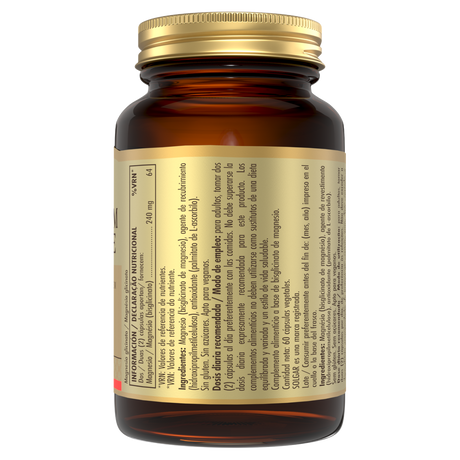 Bisglicinato de Magnesio · Solgar · 60 cápsulas