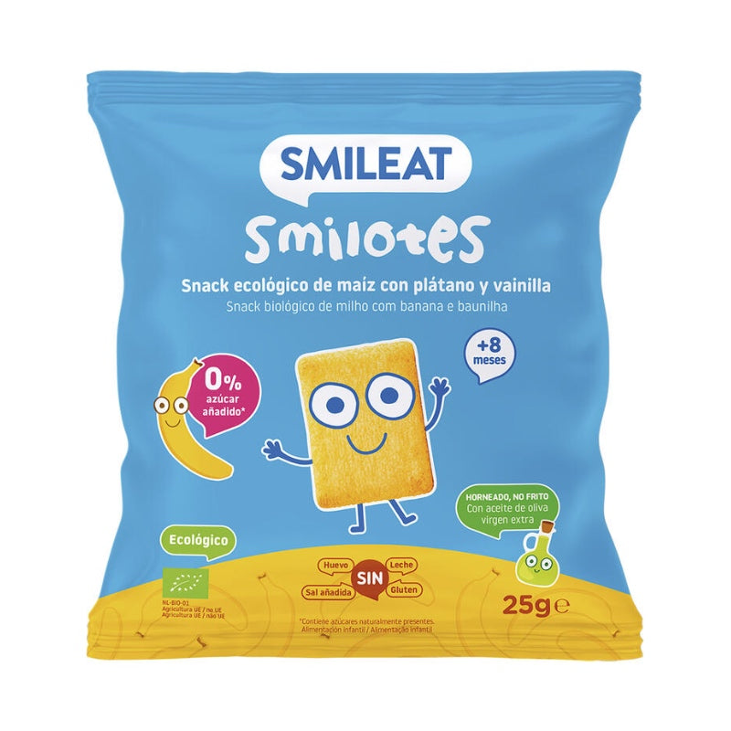 Smilotes de Maíz, Plátano y Vainilla Bio · Smileat · 25 gramos