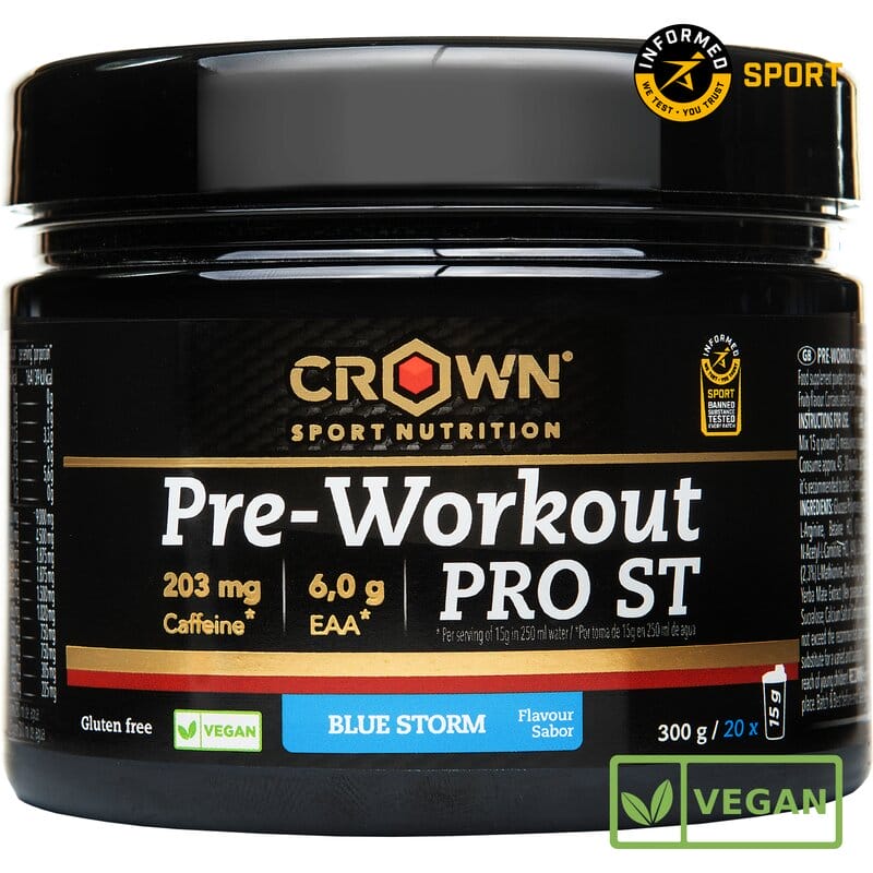 Pre-Workout PRO ST: Sabor Blue Storm · Crown Sport Nutrition · 300 gramos