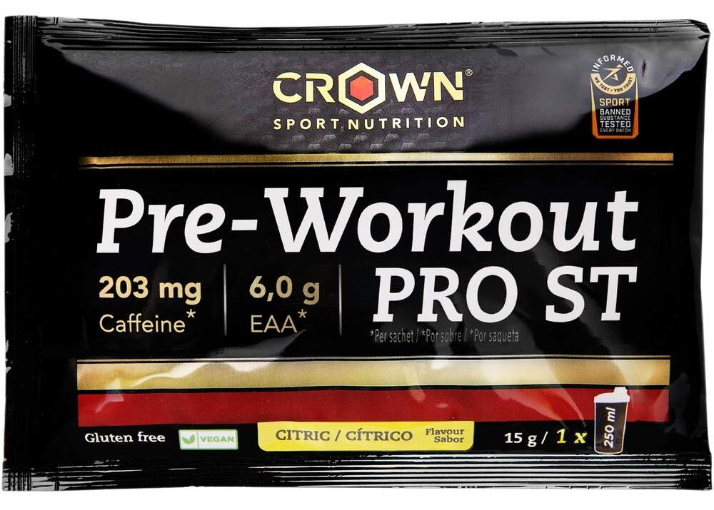 Pre-Workout PRO ST: Sabor Cítrico · Crown Sport Nutrition · 15 gramos