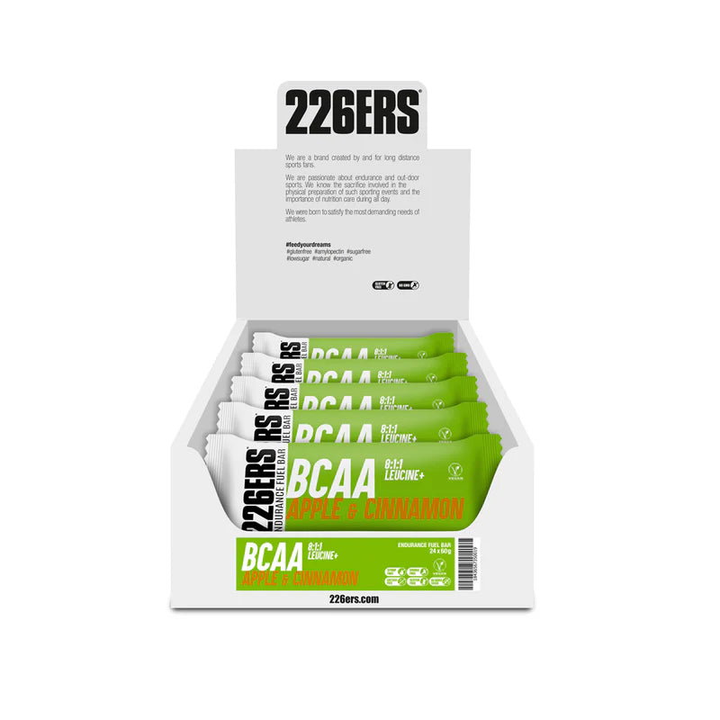 Pack Barrita Energética Endurance Fuel Bar BCAAs Manzana y Canela · 226ERS · 24×60 gramos