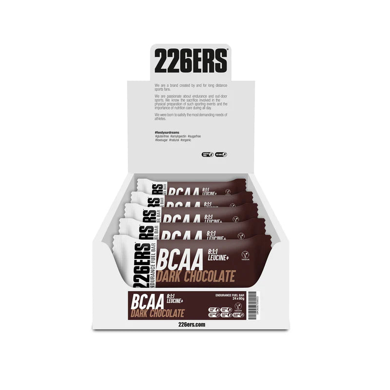 Pack Barrita Energética Endurance Fuel Bar BCAAs Chocolate Negro · 226ERS · 24×60 gramos