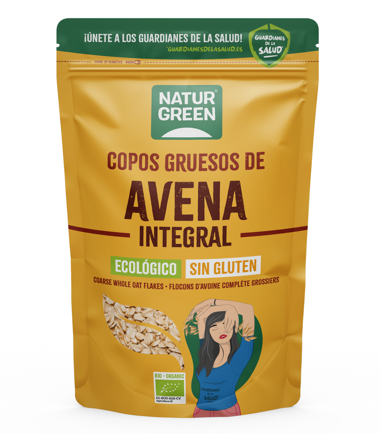 Copos de Avena Gruesos Sin Gluten Bio · Naturgreen · 1 kg
