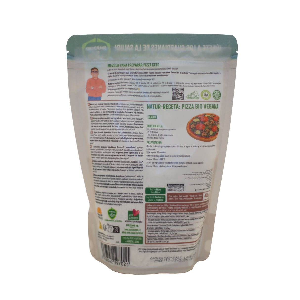 Mezcla para Pizza Keto Bio · Naturgreen · 400 gramos