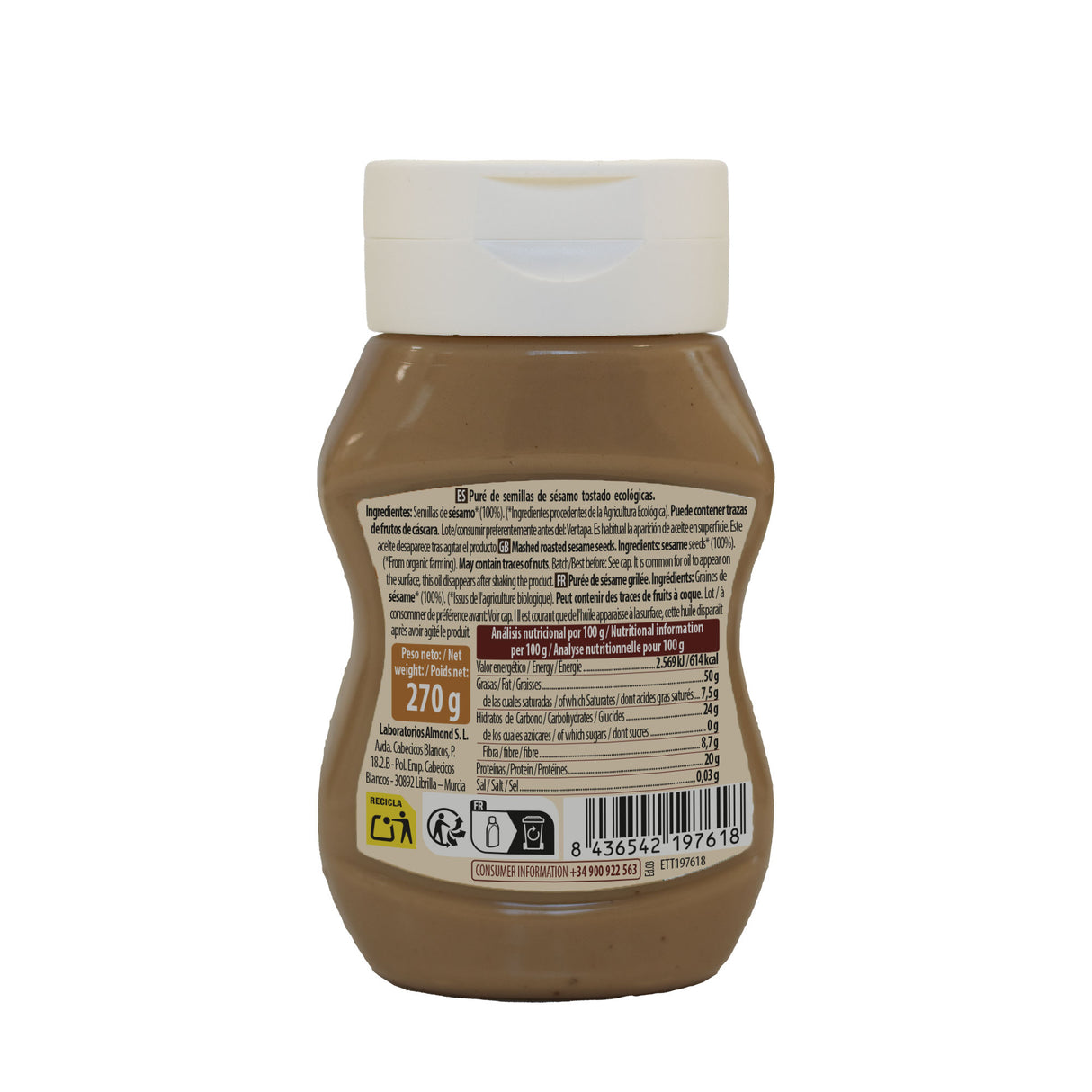 Tahini Suave Integral 100% · Naturgreen · 270 gramos